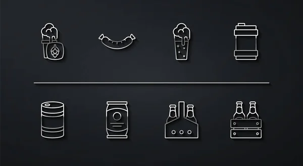 设定系列的啤酒 金属桶 啤酒瓶 酒水和图标 — 图库矢量图片