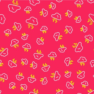 Hat Storm simgesi, kırmızı arkaplanda kusursuz desen izole etti. Bulut ve şimşek işareti. Fırtınanın hava durumu ikonu. Vektör.