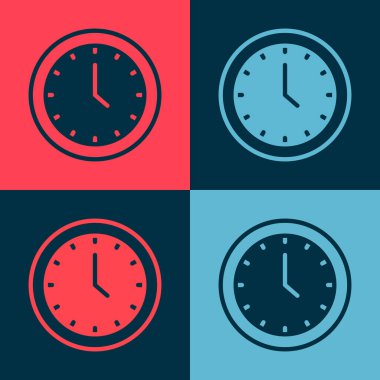 Pop Art Clock simgesi renk arkaplanında izole edildi. Zaman sembolü. Vektör.