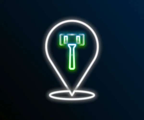 Leuchtende Leuchtschrift Auktionshammer Symbol Isoliert Auf Schwarzem Hintergrund Gavel Hammer — Stockvektor