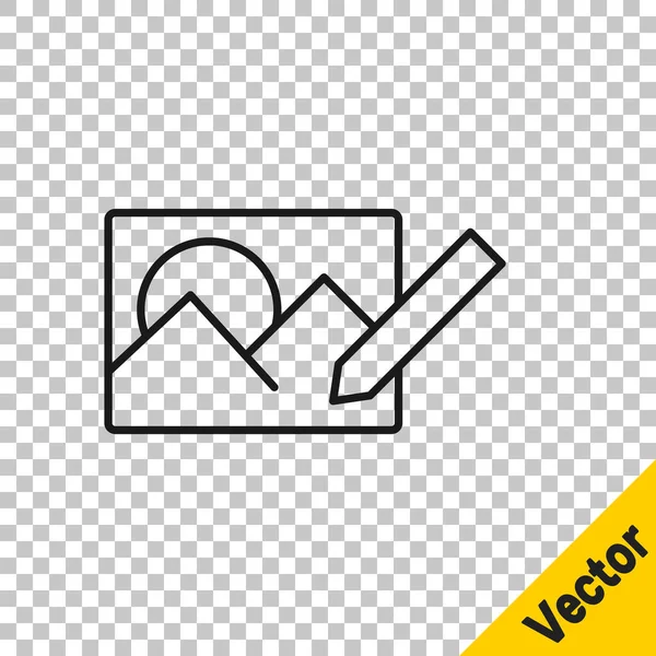 Schwarze Linie Foto Retusche Symbol Isoliert Auf Transparentem Hintergrund Fotograf — Stockvektor