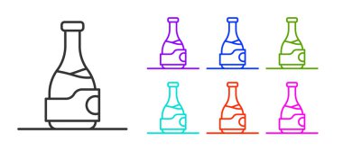 Beyaz arka planda izole edilmiş siyah çizgi şarap ikonu. Simgeleri renklendirin. Vektör