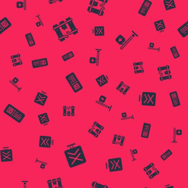 Demiryolu geçidini, tren raylarını, QR kod bilet trenini ve trafik levhasını sorunsuz bir şekilde ayarlayın. Vektör.