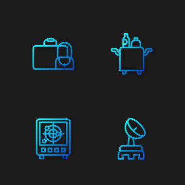 Radar hattını ayarlayın, hedefler monitörde, Bavul ve Trolley yiyecek için. Renk simgeleri. Vektör