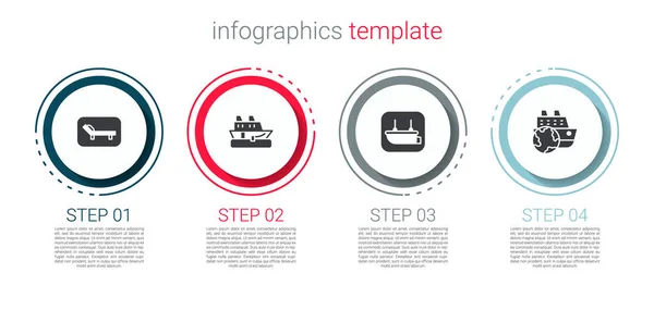 Set Hamaca Sombrilla Crucero Bote Salvavidas Plantilla Infografía Empresarial Vector — Archivo Imágenes Vectoriales