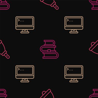 Hat zilini, bilgisayar monitörünü ve Kitap 'ı kusursuz desen üzerine ayarla. Vektör