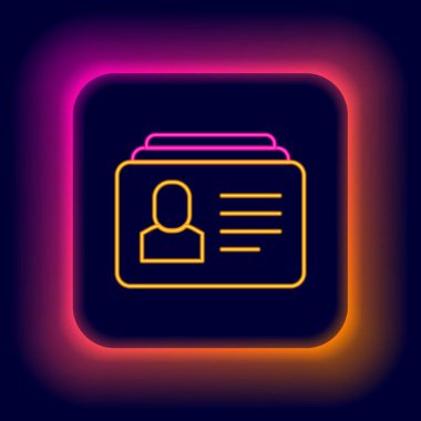 Parlayan neon hattı simgesi siyah arkaplanda izole edildi. Özgeçmiş başvurusu. Profesyonel personel aranıyor. Personel analizi devam ediyor. Renkli taslak konsepti. Vektör