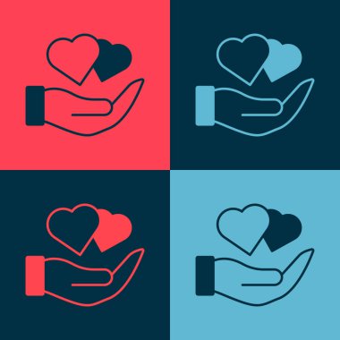 Pop Art Heart 'ın el yazısı renkli arka planda izole edilmiş. El çabukluğu aşk sembolü. Sevgililer Günü sembolü. Vektör