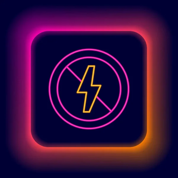 Glowing Neon Line Lightning Icon Isolated Black Background Electricity Colorful —  Vetores de Stock