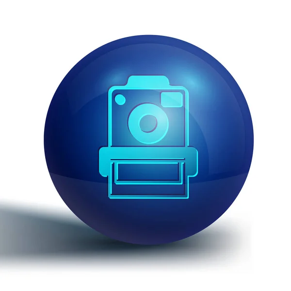 Синий Значок Фотокамеры Белом Фоне Фотокамера Цифровая Фотография Синяя Кнопка — стоковый вектор