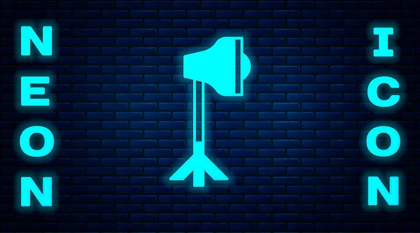 Leuchtende Leuchtmittel Studio Softbox Symbol Isoliert Auf Backsteinwand Hintergrund Design — Stockvektor