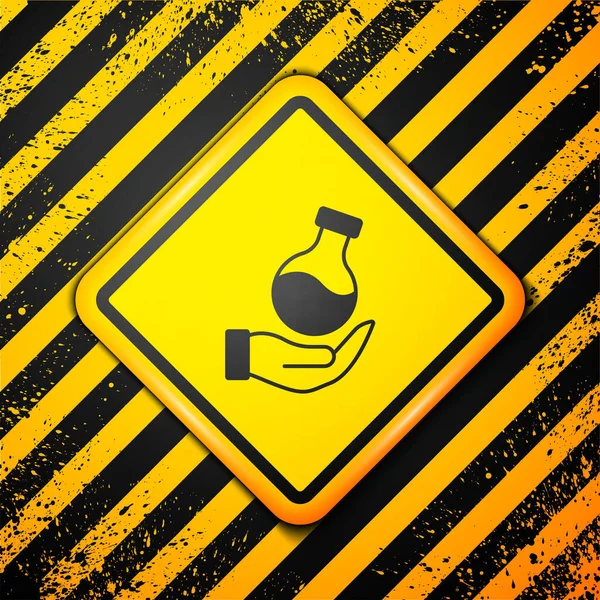 Czarna Probówka Ikona Badania Chemicznego Kolby Wyizolowana Żółtym Tle Szkło — Wektor stockowy