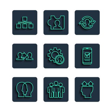 Hiyerarşi organizasyon şeması ve Smartphone simgesinden oluşan, insan kaynakları, insan kaynakları, insan kaynakları, insan kaynakları, insan kaynakları, insan kaynakları ve kullanıcı tabanı oluşturun. Vektör