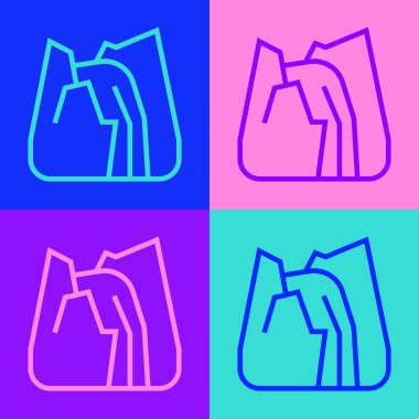 Pop Art Line Waterfall simgesi renk arkaplanında izole edildi. Vektör