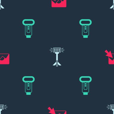 Fotoğraf rötuşlama, Stüdyo ampul softbox ve kamera flaşını kusursuz desen üzerine ayarla. Vektör