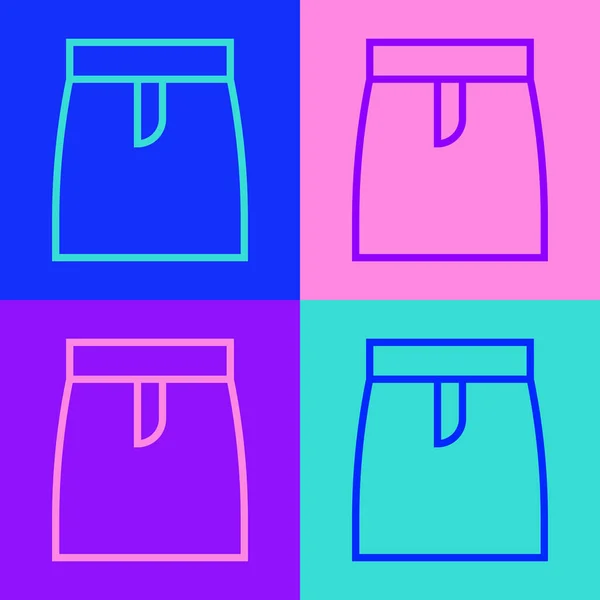 Pop Art Line Spódnica Ikona Izolowane Tle Koloru Wektor — Wektor stockowy