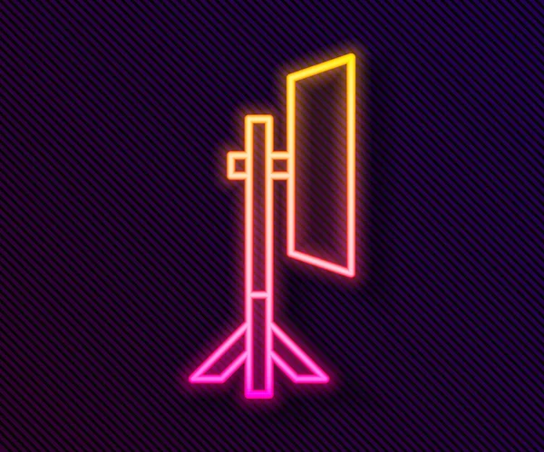 Gloeiende Neon Lijn Studio Gloeilamp Softbox Icoon Geïsoleerd Zwarte Achtergrond — Stockvector