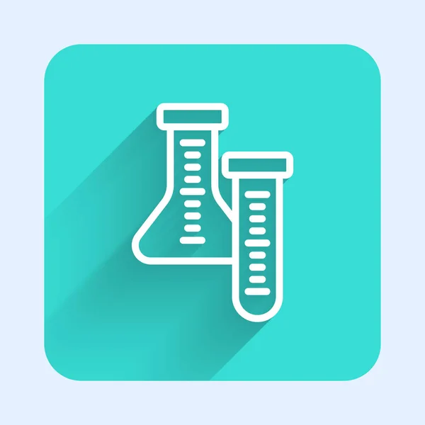 Witte Lijn Testbuis Kolf Chemisch Laboratorium Testpictogram Geïsoleerd Met Lange — Stockvector