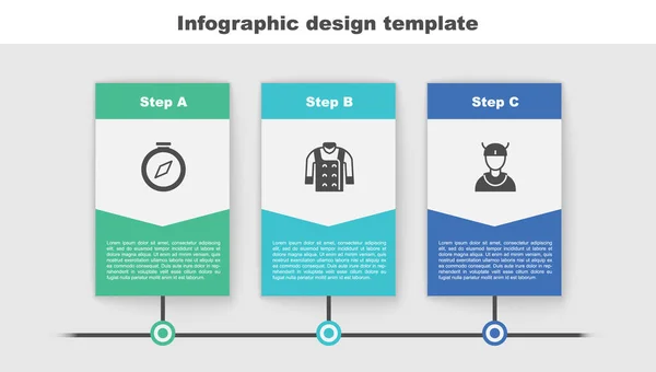 Set Compas Pull Tête Viking Modèle Infographie Entreprise Vecteur — Image vectorielle