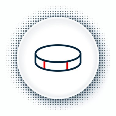 Hat hokeyi diski simgesi beyaz arkaplanda izole edildi. Spor malzemeleri. Renkli taslak konsepti. Vektör.