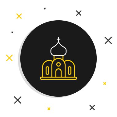 Çizgi Kilise binası simgesi beyaz arka planda izole edildi. Hıristiyan Kilisesi. Kilisenin dini. Renkli taslak konsepti. Vektör.