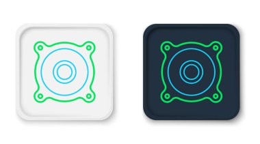 Hat Stereo hoparlörü simgesi beyaz arkaplanda izole edildi. Ses sistemi hoparlörleri. Müzik ikonu. Müzikal sütun hoparlörü. Renkli taslak konsepti. Vektör.