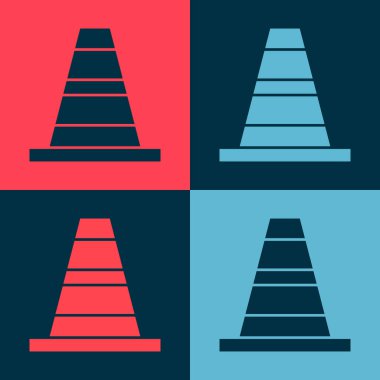 Pop art trafik konisi simgesi renk arkaplanında izole edildi. Vektör.