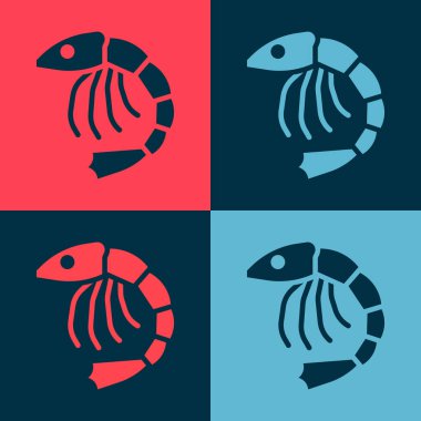 Pop Art Shrimp karides simgesi renk arkaplanda izole edildi. Vektör.