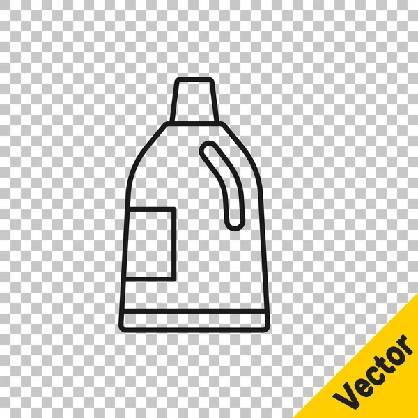 Línea Negra Botella Plástico Para Detergente Lavandería Lejía Líquido Lavavajillas — Vector de stock