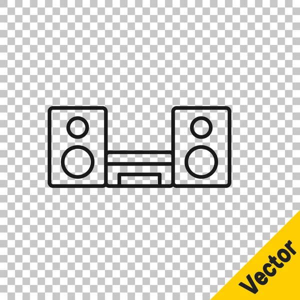 Black Line Home Stereo Two Speakers Icon Isolated Transparent Background — ストックベクタ