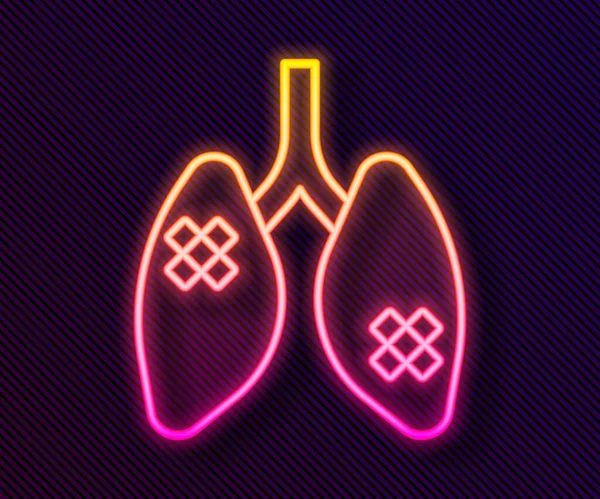 Leuchtende Leuchtschrift Disease Lunge Symbol Isoliert Auf Schwarzem Hintergrund Vektor — Stockvektor