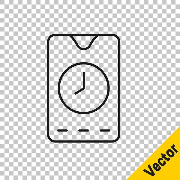 Línea Negra Icono Interfaz Teléfono Inteligente Aplicación Reloj Despertador Aislado — Vector de stock