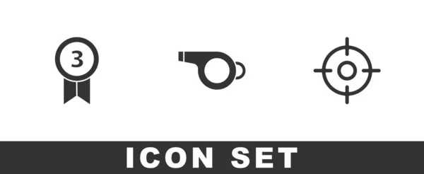 Set Medal Whistle Target Sport Icon Vector — Stockvektor
