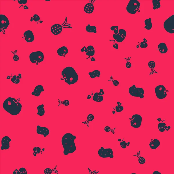 Set Pomme Terre Ananas Citrouille Fruits Sains Sur Motif Sans — Image vectorielle