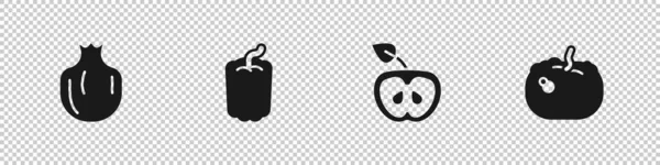 Set Pomegranate Bell Pepper Apple Pumpkin Icon Vector — ストックベクタ