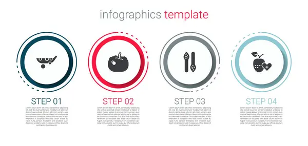 Set Peas Pumpkin Asparagus Healthy Fruit Business Infographic Template Vector — Vetor de Stock
