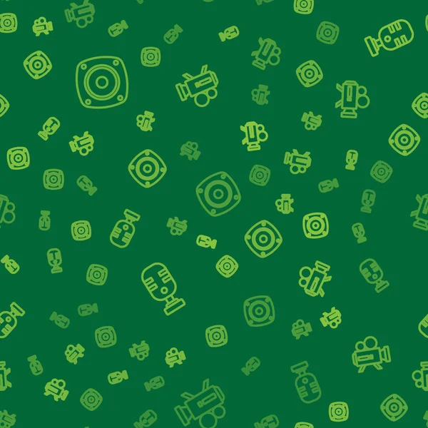 Stereo hoparlörünü ve Retro sinema kamerasını kusursuz şekilde ayarla. Vektör.