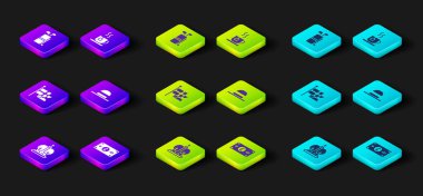 İngiliz tacı, sterlin para, İngiltere bayrak direği, zarif kadın şapkası çay poşetli çay fincanı ve golf sopası ikonu. Vektör