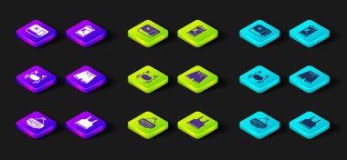 Yazılı otel, kolsuz tişört, yengeç, yüzme şortu, soda kutusu ve seyahat kartı ikonu ile pano hazırla. Vektör