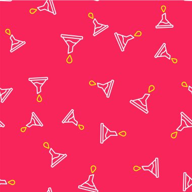 Hat hunisi veya filtre simgesi kırmızı arkaplanda izole edilmiş dikişsiz desen. Vektör