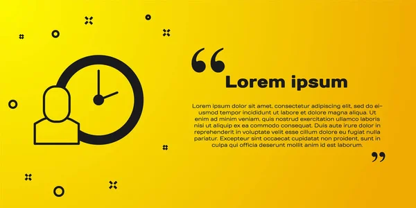 Black Work Time Icon Isolated Yellow Background Office Worker Working — Stok Vektör