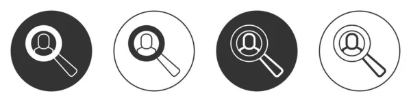 Black Magnifying Glass Search Job Icon Isolated White Background Recruitment — ストックベクタ