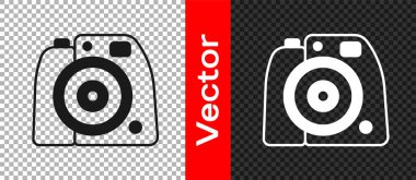 Şeffaf arkaplanda siyah fotoğraf makinesi simgesi izole edildi. Foto kamera. Dijital fotoğrafçılık. Vektör