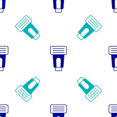 Mavi fotoğraf makinesi flaş ikonu beyaz arkaplandaki kusursuz deseni izole etti. Vektör