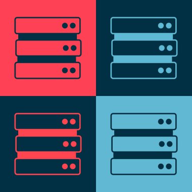 Pop Art Server, Data, Web sunucu simgesi renk arkaplanında izole edildi. Vektör