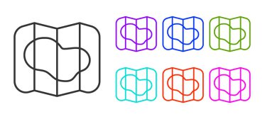 İzlanda simgesinin siyah çizgi haritası beyaz arkaplanda izole edildi. Simgeleri renklendirin. Vektör