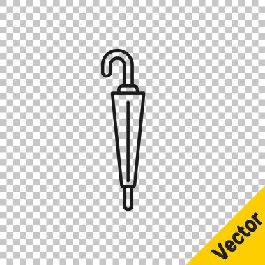 Şeffaf arkaplanda izole edilmiş siyah çizgi klasik zarif şemsiye simgesi. Yağmur koruma sembolü. Vektör