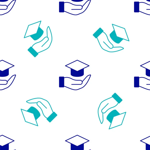 Blue Education Grant Icon Geïsoleerd Naadloos Patroon Witte Achtergrond Collegegeld — Stockvector