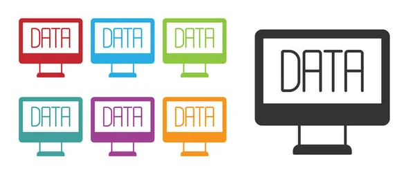 Zwarte Data Analyse Pictogram Geïsoleerd Witte Achtergrond Analyse Van Bedrijfsgegevens — Stockvector