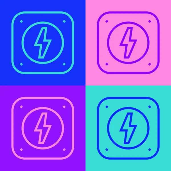 Pop Art Line Lightning Bolt Icon Isolated Color Background Flash — Stock Vector